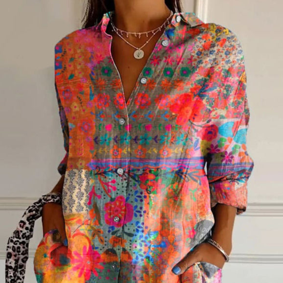 Vintage-Charm Floral Blouse