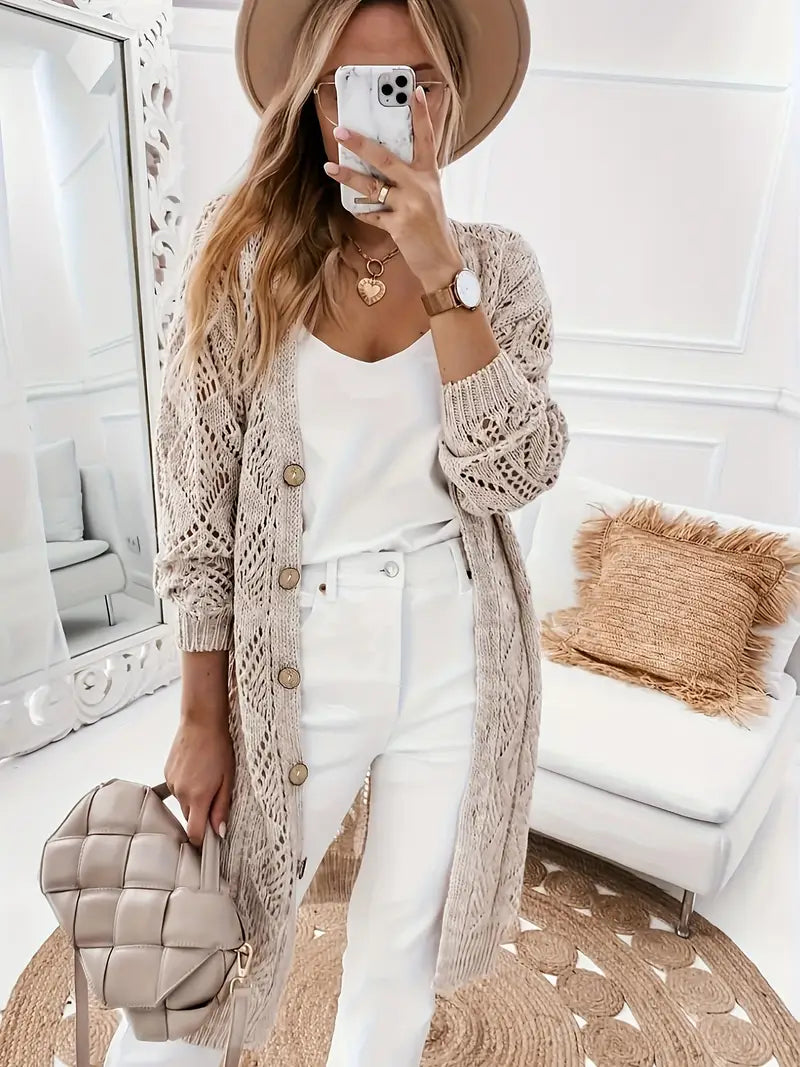 Kreukarm Lange V-Hals Cardigan