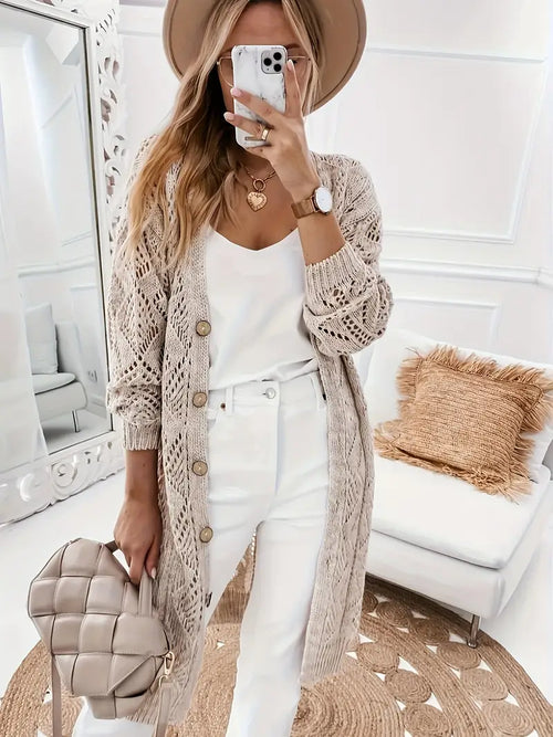 Kreukarm Lange V-Hals Cardigan