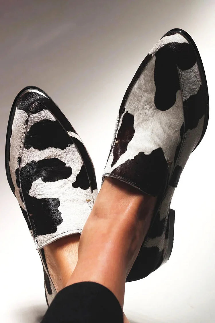 Unieke Slip-on Koeienprint Mocassins