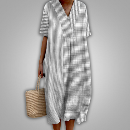 Chic V-Neck Stripe Jurk