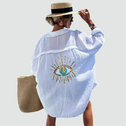 Chique Oversized Blouse met Oogaccent