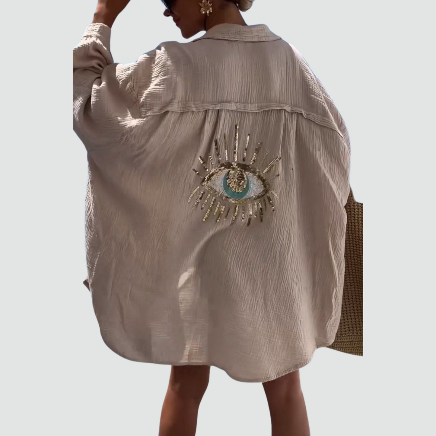 Chique Oversized Blouse met Oogaccent