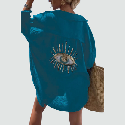 Chique Oversized Blouse met Oogaccent