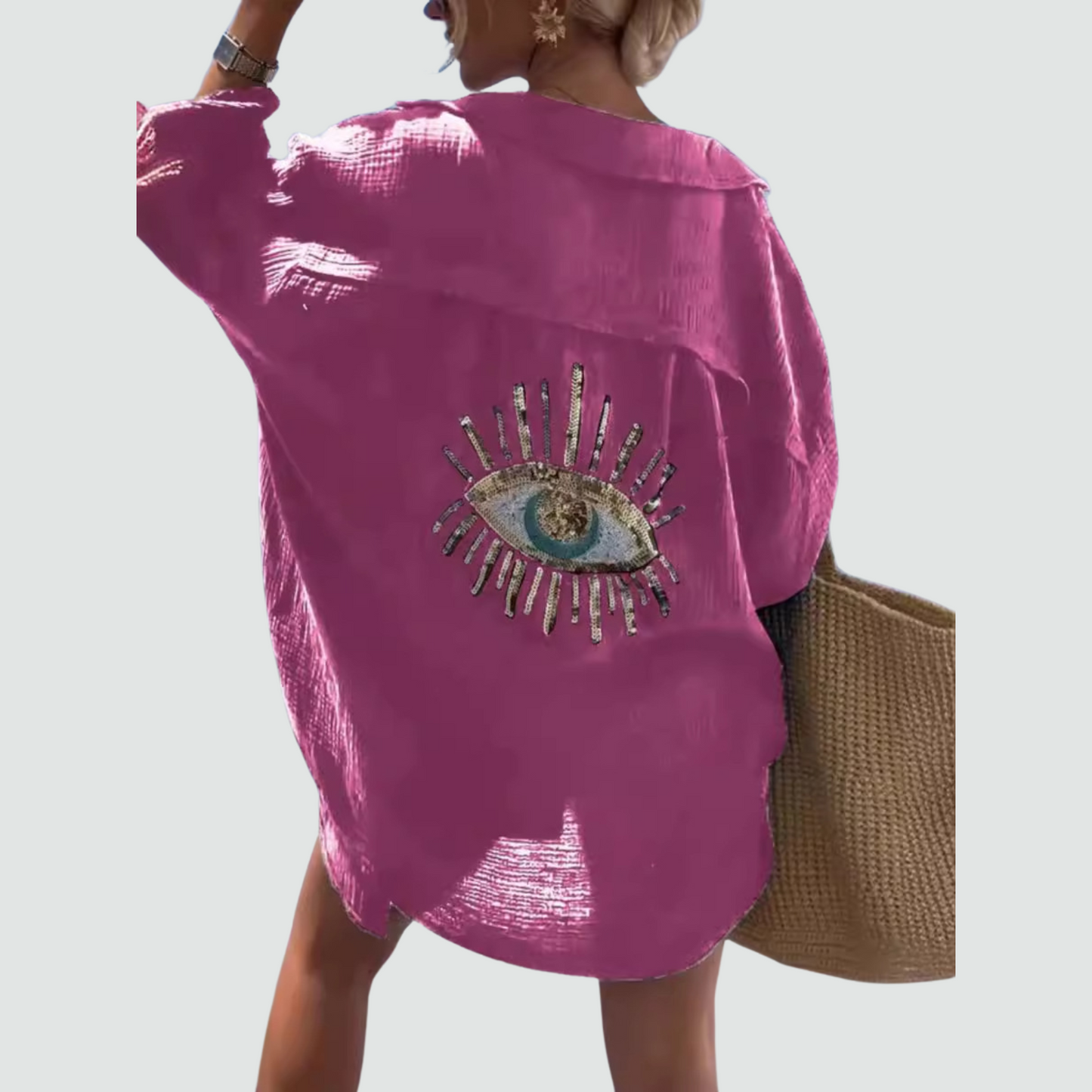 Chique Oversized Blouse met Oogaccent