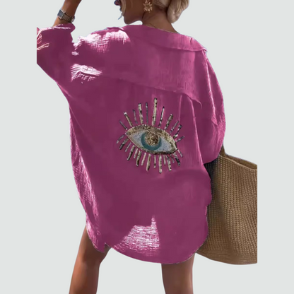 Chique Oversized Blouse met Oogaccent