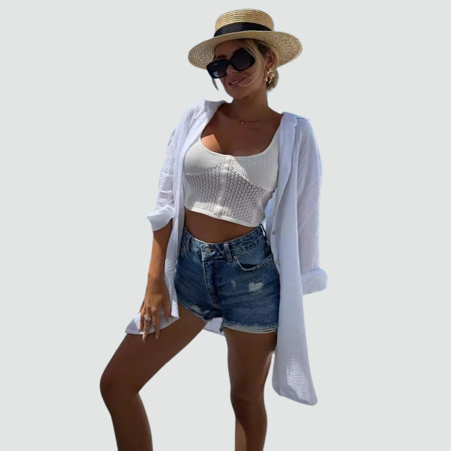 Chique Oversized Blouse met Oogaccent