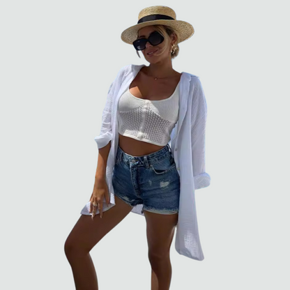 Chique Oversized Blouse met Oogaccent