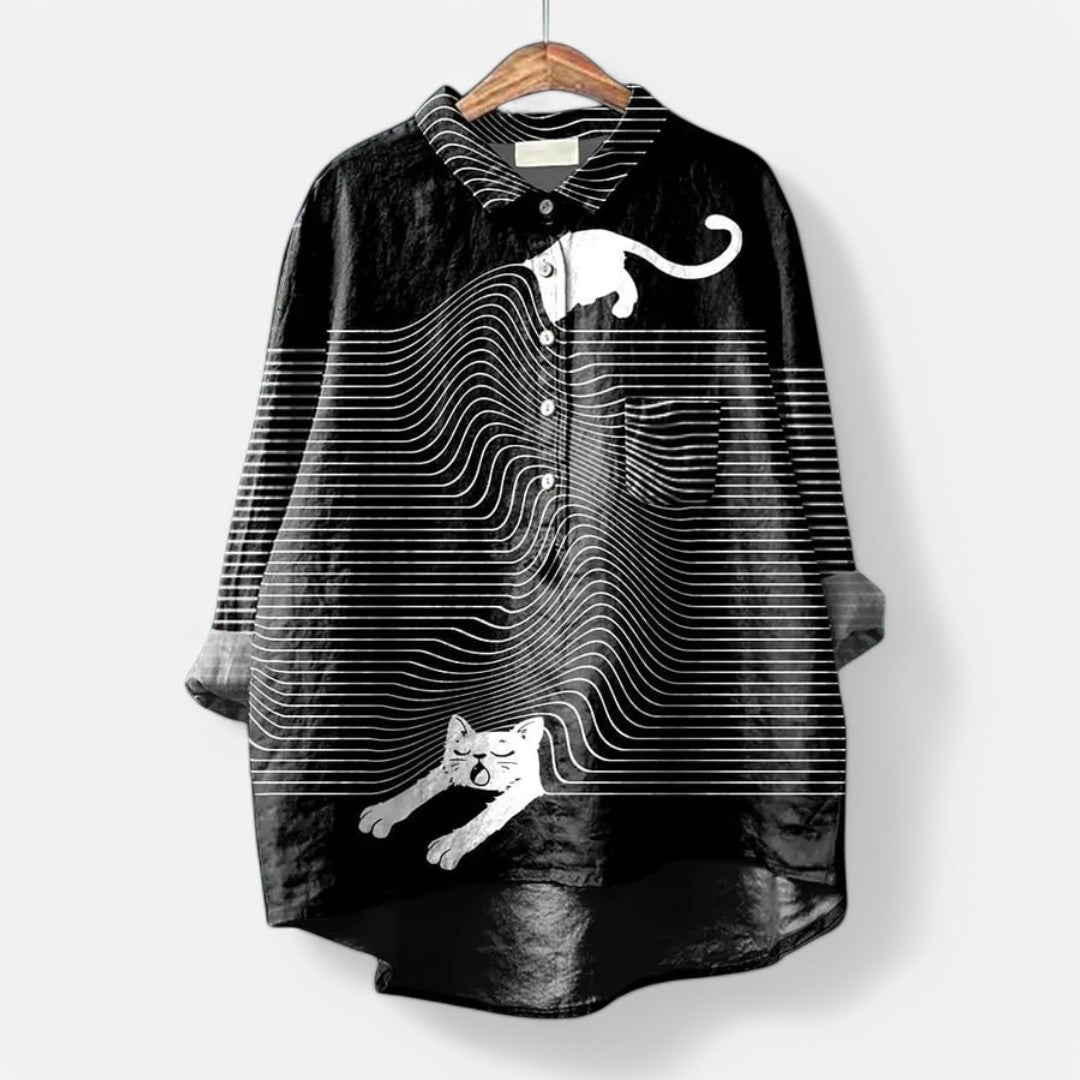 Artistic Dog-Print Blouse