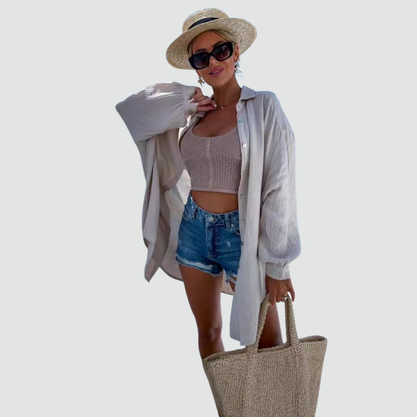 Chique Oversized Blouse met Oogaccent