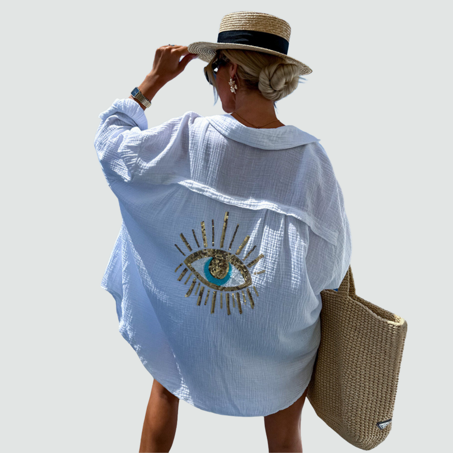 Chique Oversized Blouse met Oogaccent