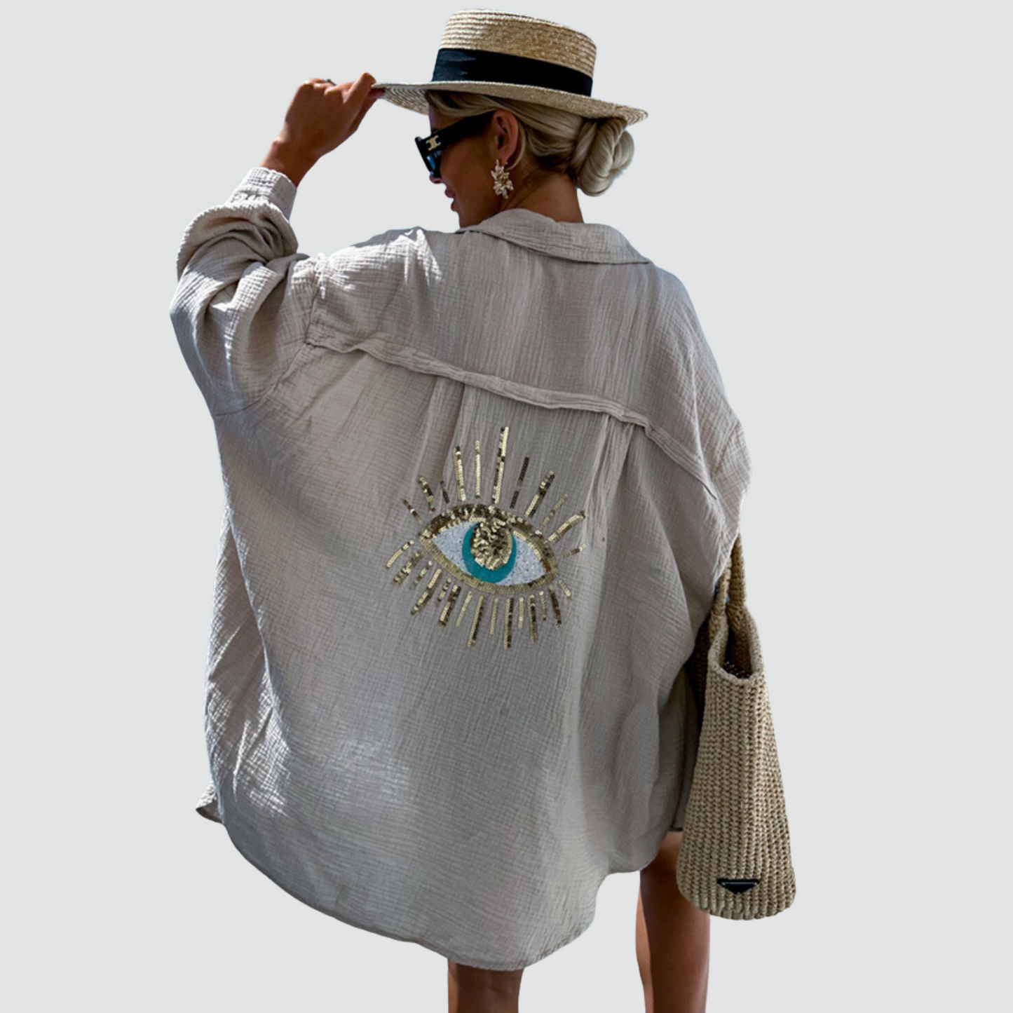 Chique Oversized Blouse met Oogaccent