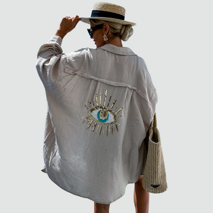 Chique Oversized Blouse met Oogaccent