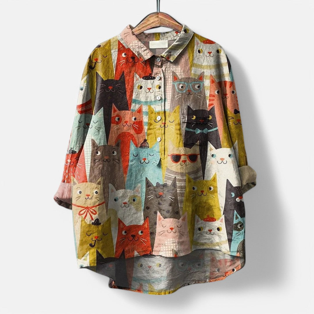 Artistic Dog-Print Blouse