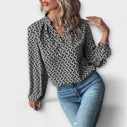 Elegant Bishop-Sleeve Blouse