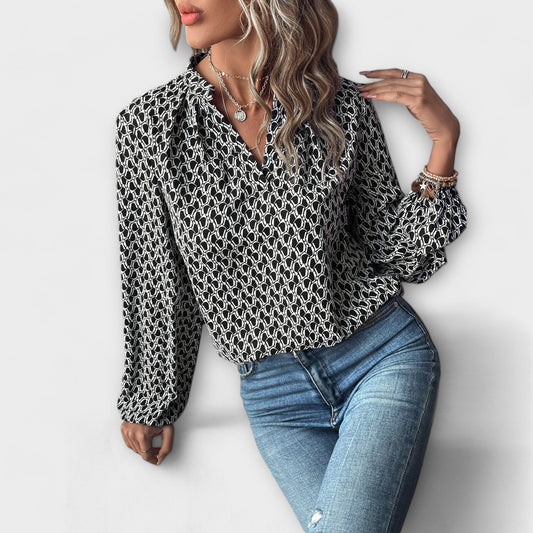 Elegant Bishop-Sleeve Blouse