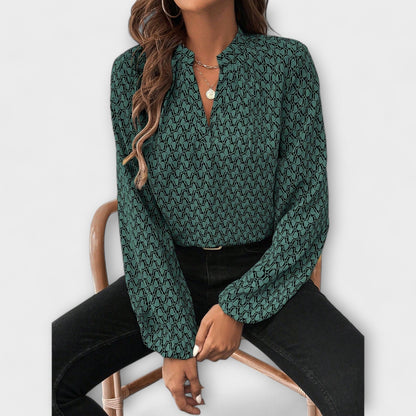 Elegant Bishop-Sleeve Blouse
