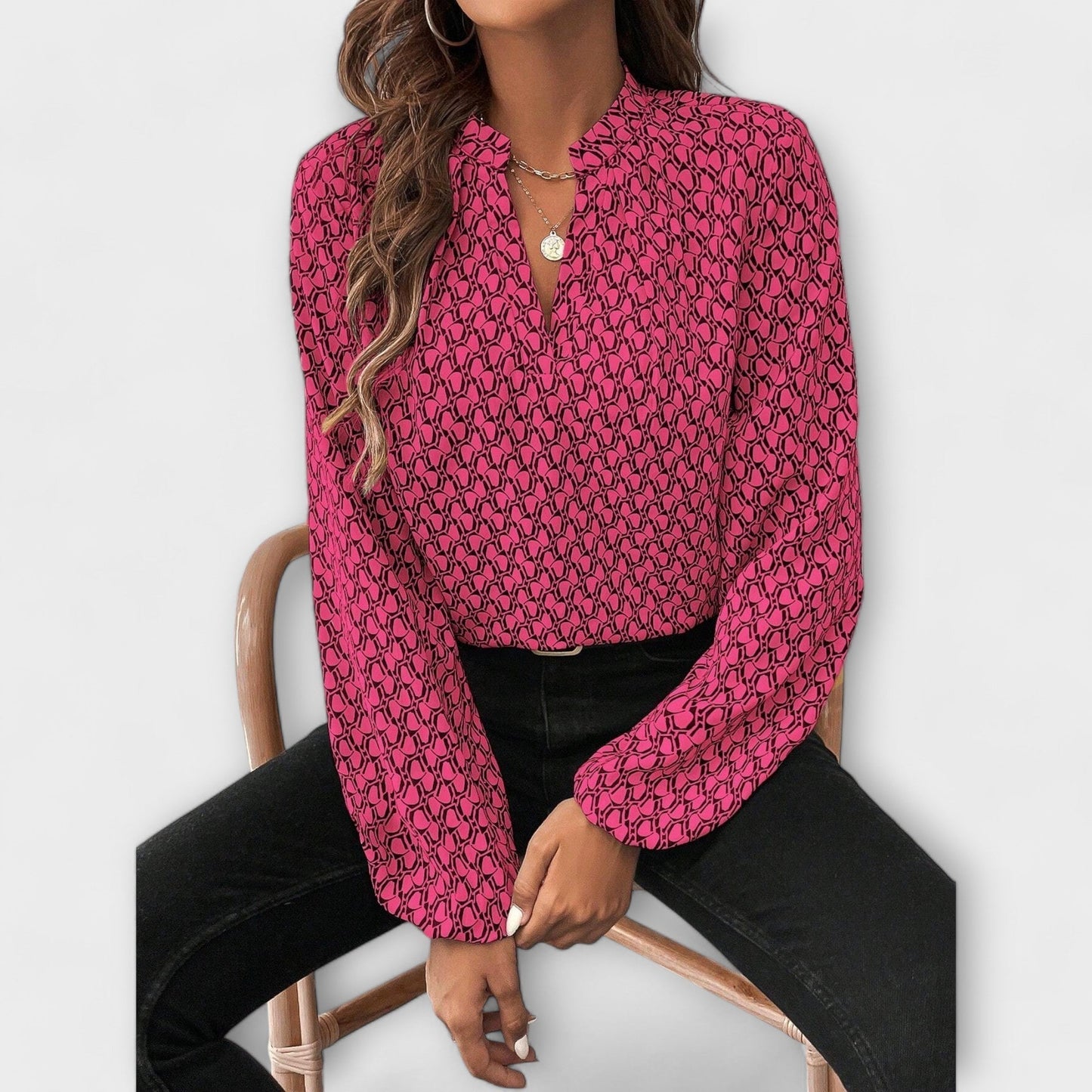 Elegant Bishop-Sleeve Blouse