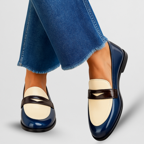 Talia Contrast Leren Mokassins