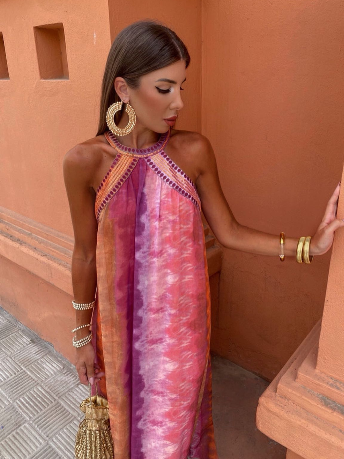Elegante Tie-Dye Maxi Jurk