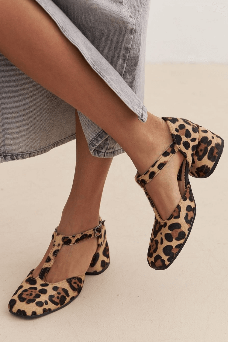 Comfortabele T-Strap Animalprint Schoenen