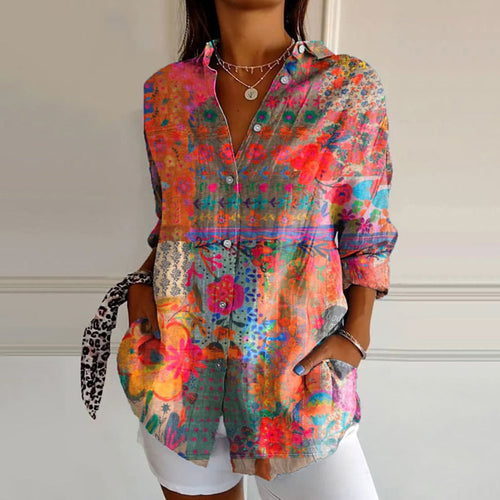 Vintage-Charm Floral Blouse