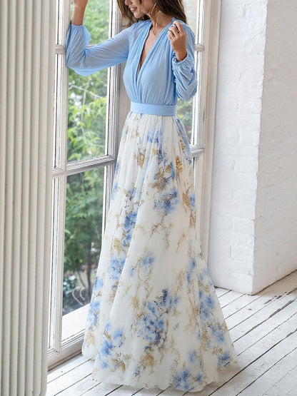 Elegant Floral V-Neck Dress