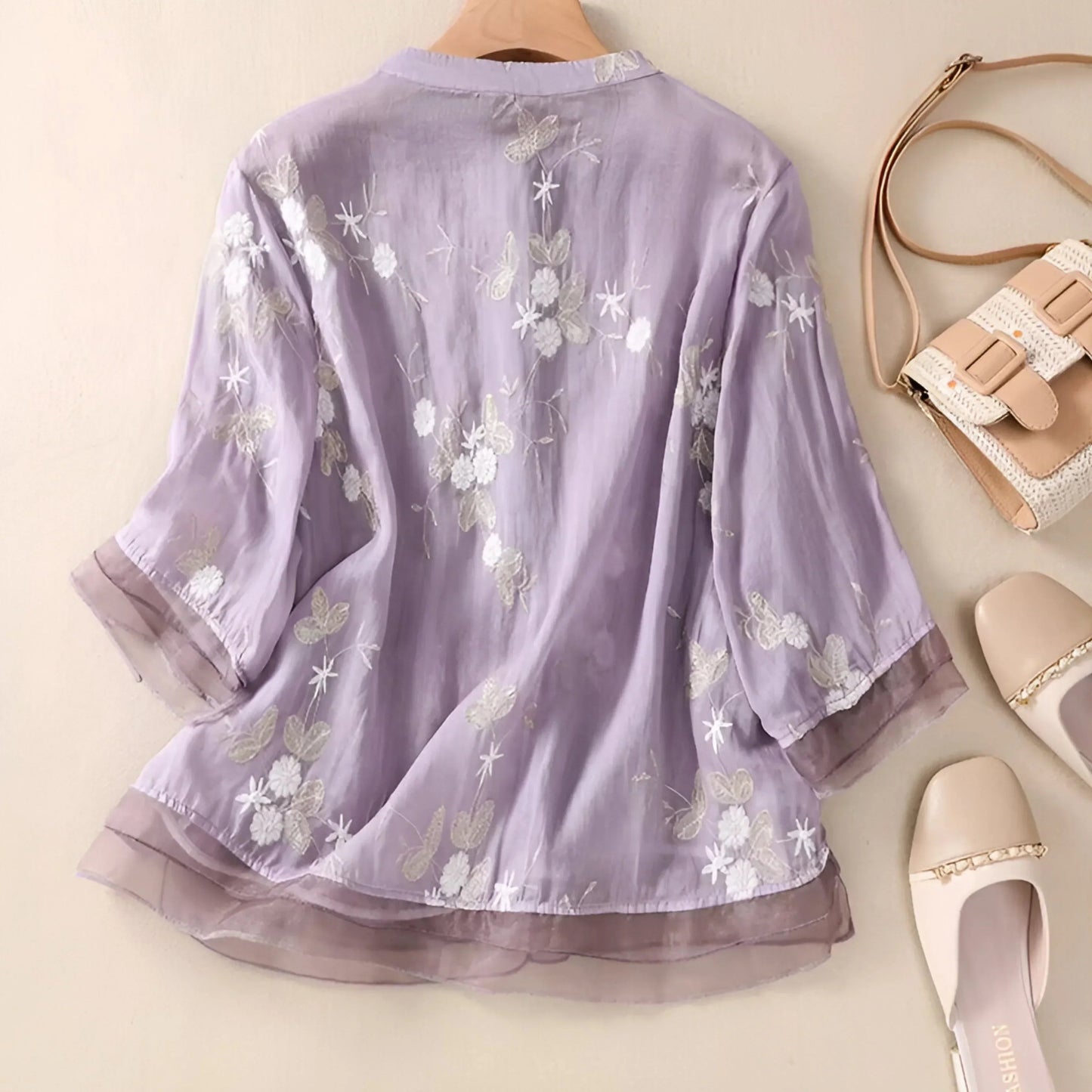 Elegante Geborduurde Katoenen Top