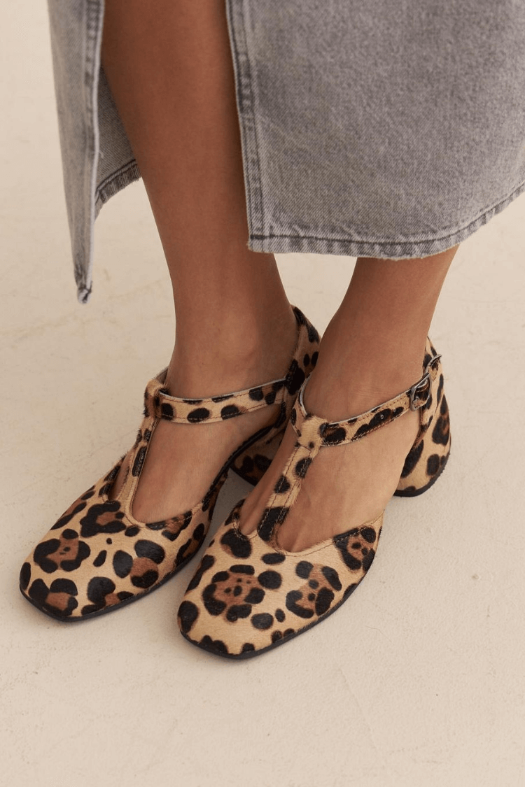 Comfortabele T-Strap Animalprint Schoenen