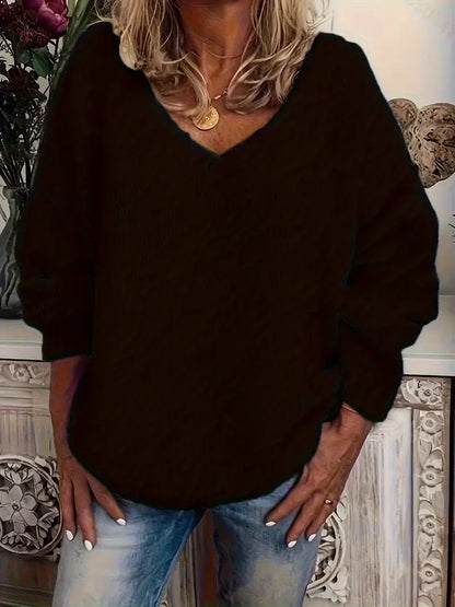 Lange V-Hals Trui Zacht-Ademend