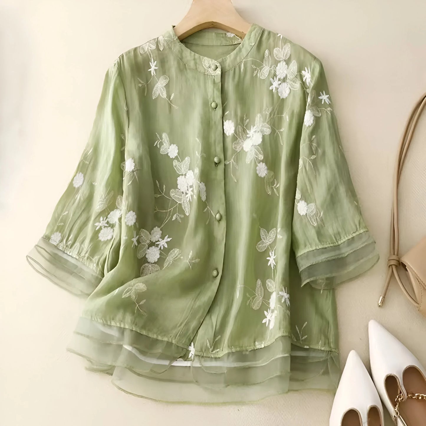Elegante Geborduurde Katoenen Top