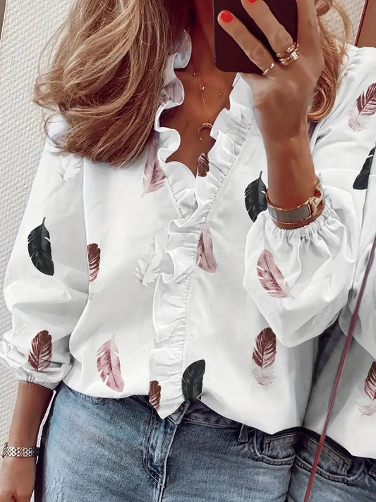 Figuur-Flatterende V-Hals Blouse