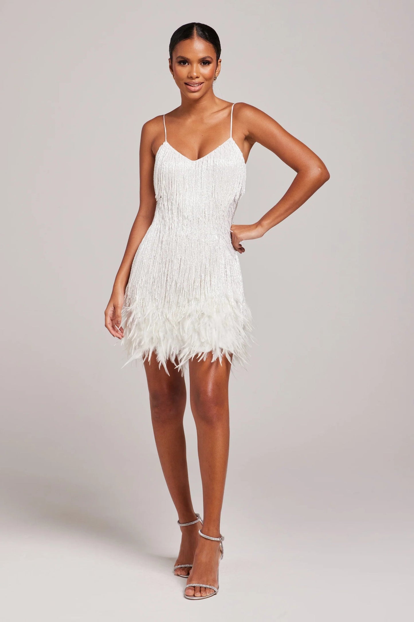 Chic Feather-Accent Mini Dress