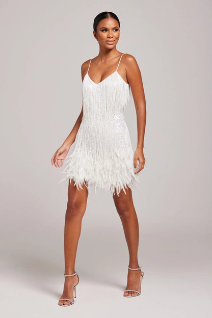 Chic Feather-Accent Mini Dress