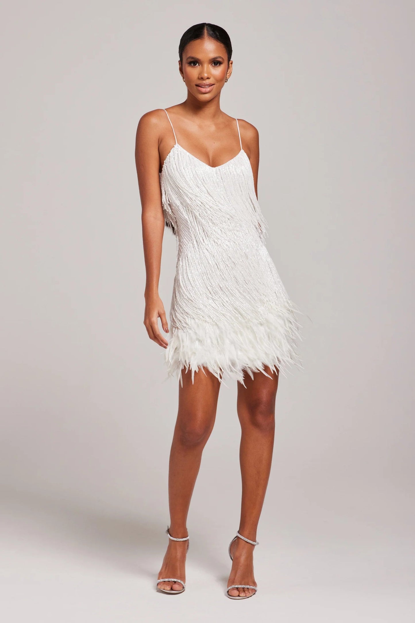 Chic Feather-Accent Mini Dress