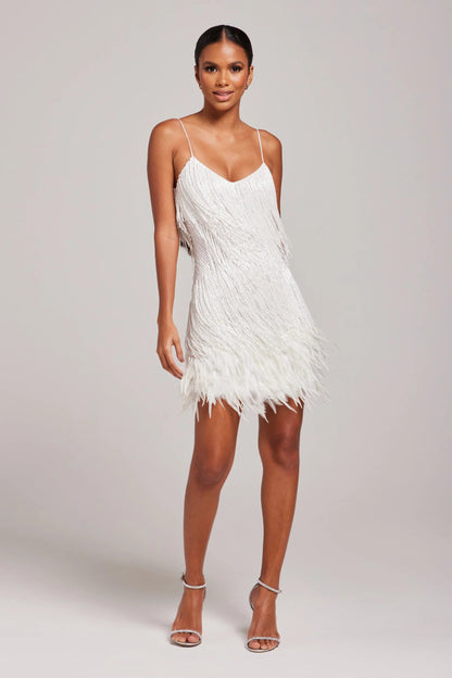 Chic Feather-Accent Mini Dress
