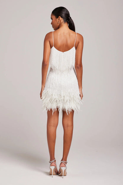Chic Feather-Accent Mini Dress