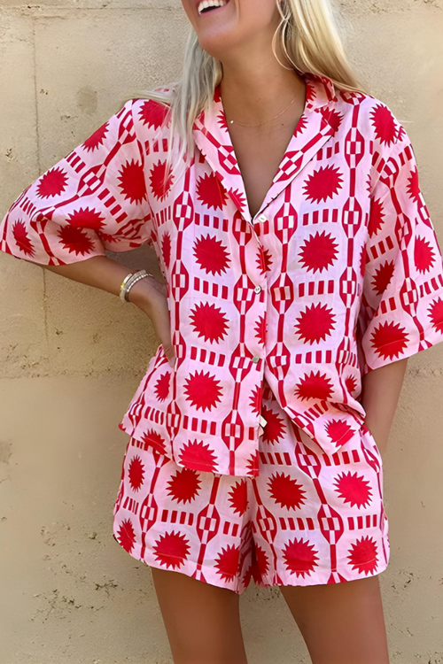 Cooling Geometric Shorts Set