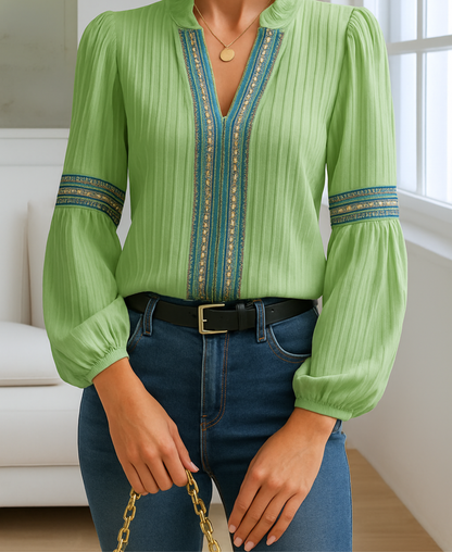 Timeless Vintage V-Neck Blouse