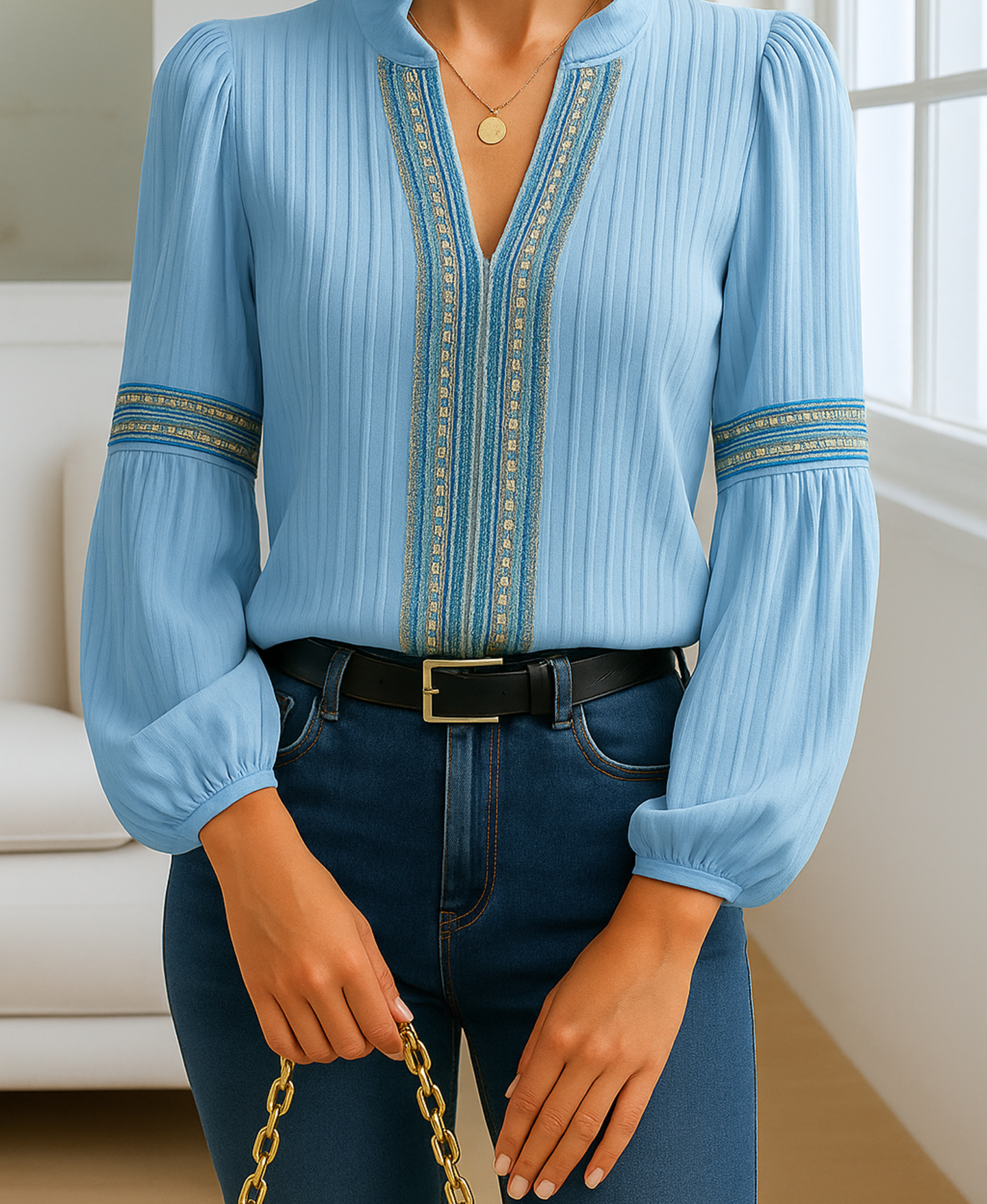 Timeless Vintage V-Neck Blouse