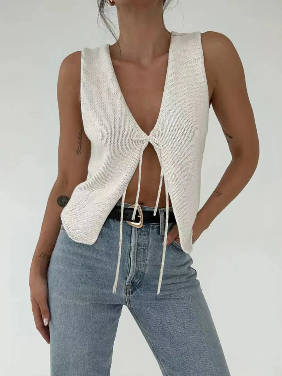 Elegante Knoop Vest voor Tijdloze Stijl