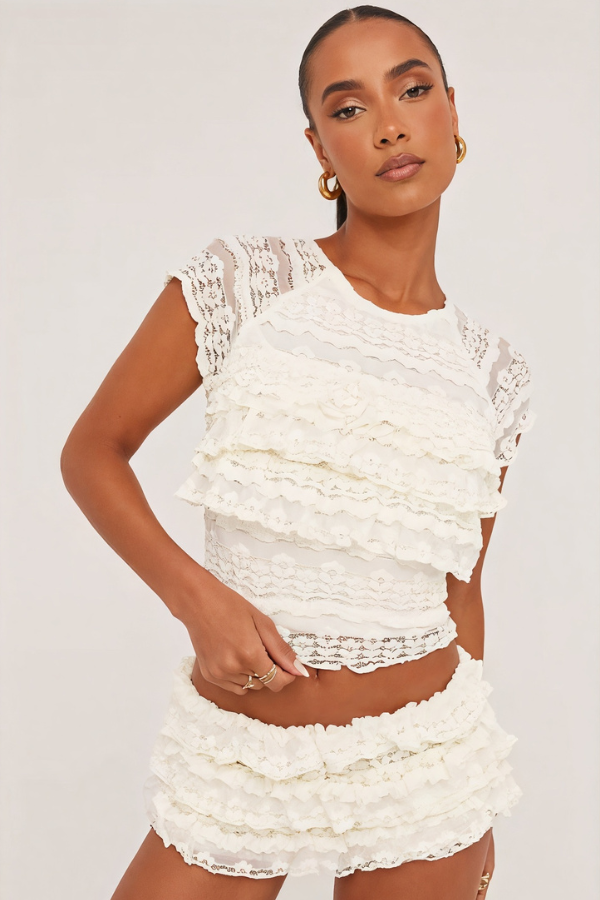 Elegant Lace Ruffle Set