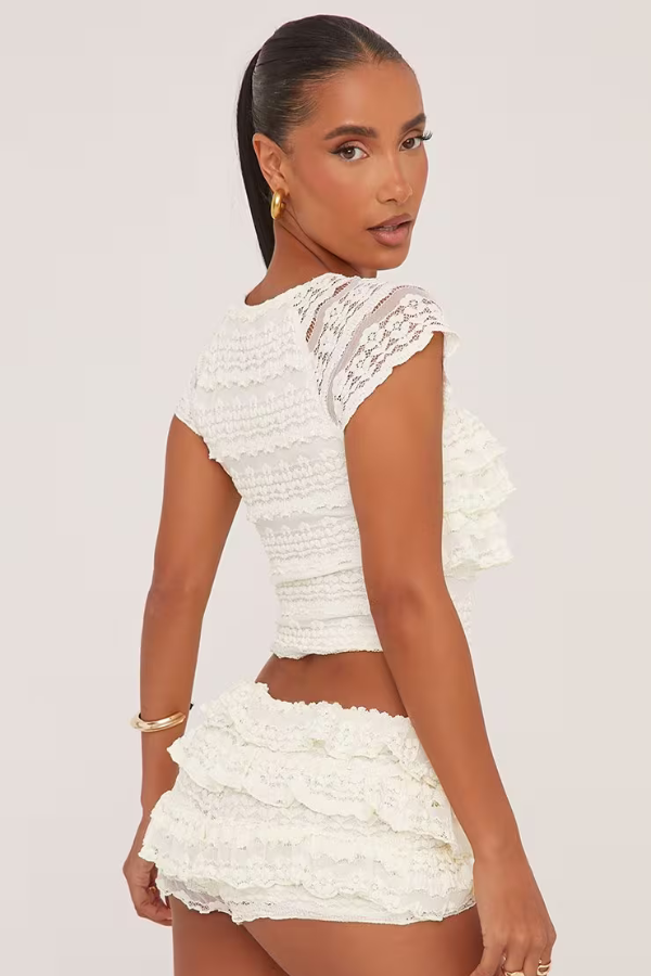 Elegant Lace Ruffle Set