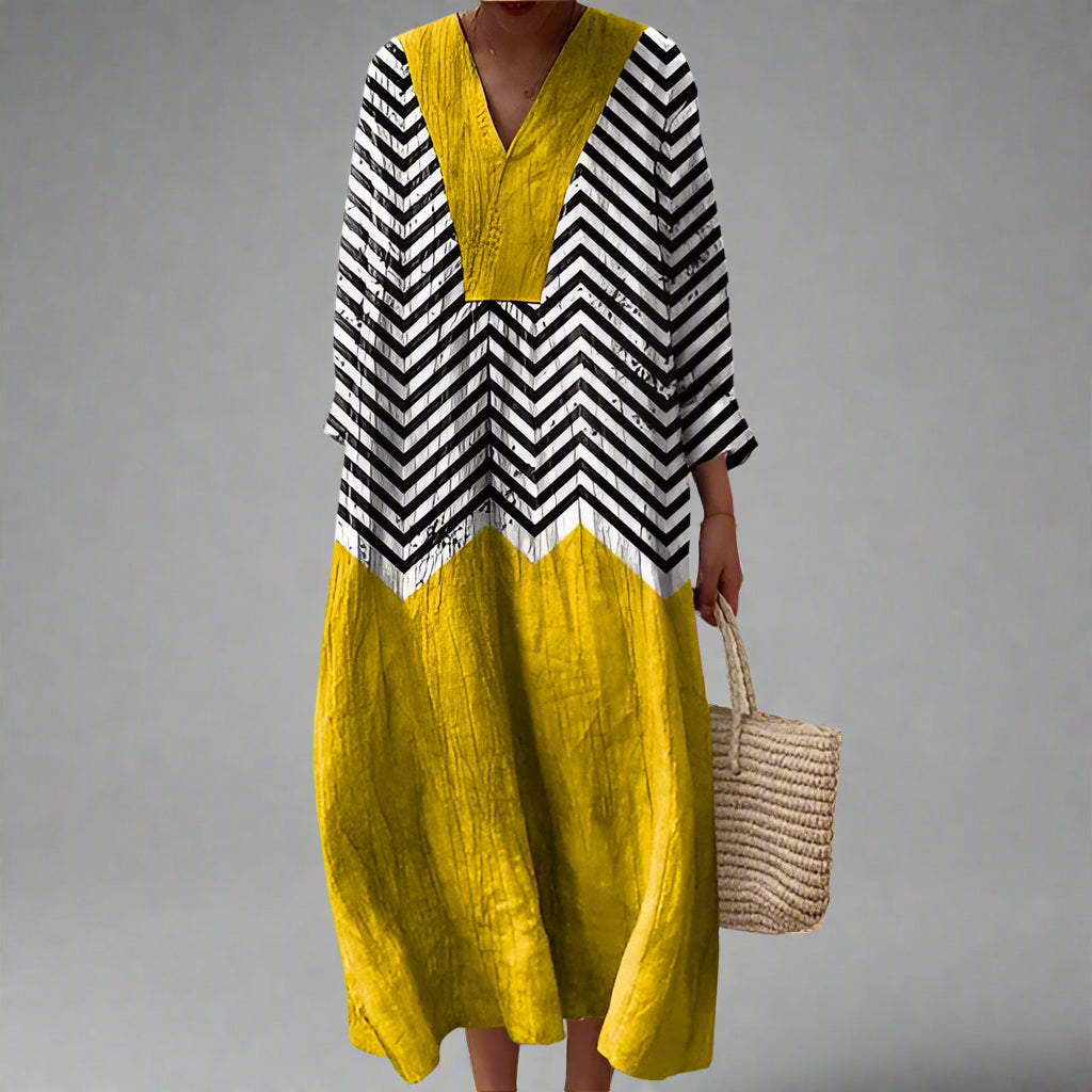 Geometrische-Jurk Met Flare