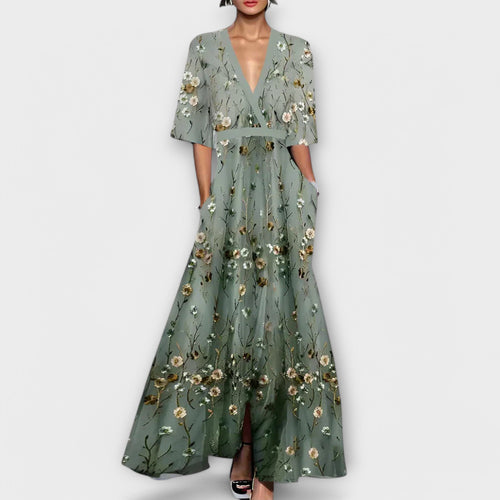 Ademend Maxi-Jurk Met Bloemen