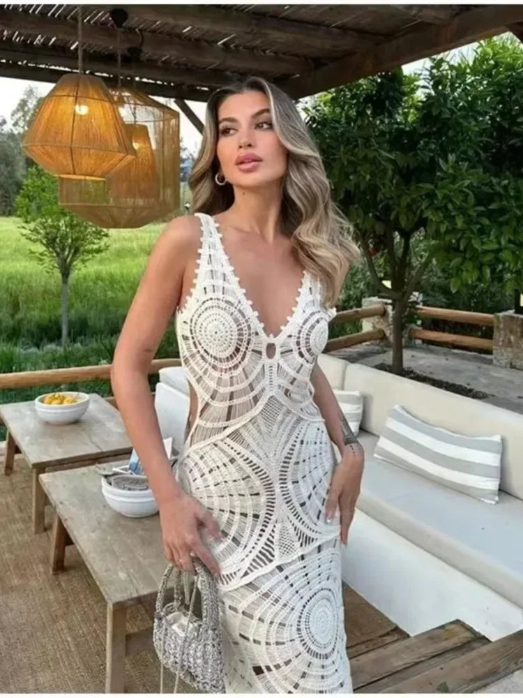 Elegante V-Hals Maxi Jurk