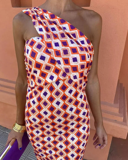 Diagonale-Schouderjurk Modern Chic