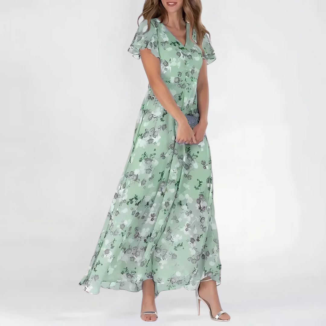 Glam-Floral Tummy-Flattering Dress
