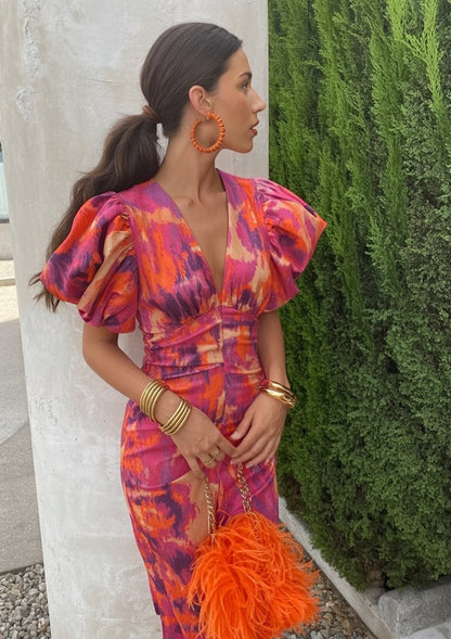 Arielle Kleurige Midi Jurk