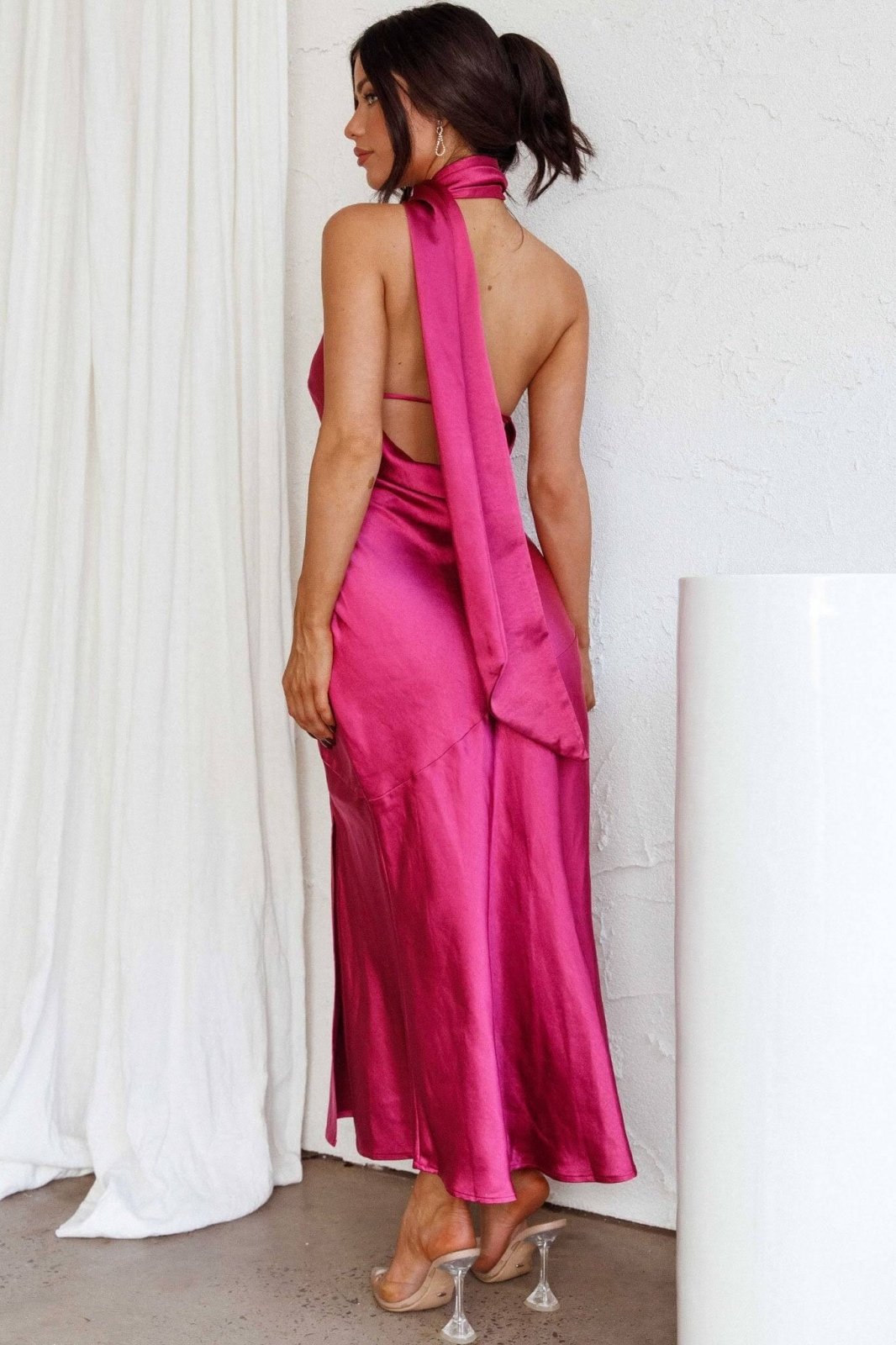 Zijde Luxe Halter Midi Jurk